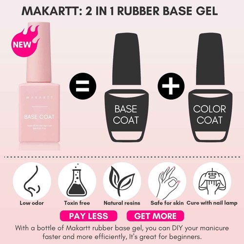 Makartt Rechargeable Nail Drill 30000RPM Portable Electric E File Malory Acrylic Nail Gel Polish Remover Bundle with Rubber Gel Base for Nails,Natural Nude Gel Base Coat,Summer Gel Nail Polish 8ML