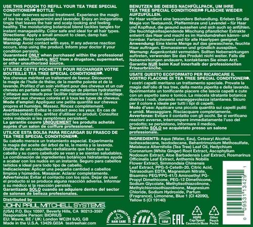 Tea Tree Special Conditioner Aluminum Bottle, 16.9 fl oz and Refill Pouch, 33.8 fl oz, Detangles, Smooths + Softens, For All Hair Types, Set