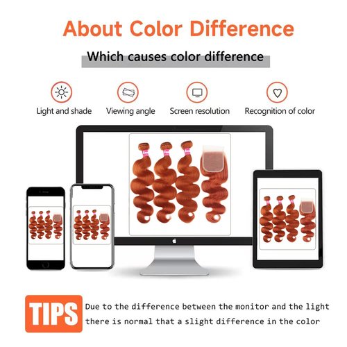 10A Bundles with Closure Human Hair Body Wave Ginger Bundles-12 14 16+12Inch, Unprocessed Raw Brazilian Human Hair Quick Weave Bundles with Free Part Lace Closure 350 Ginger Brown Color