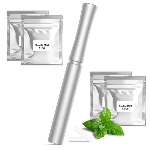 Healthy Air Flavored Device,Natural Plant Core,Helps to Quit Bad Habits,Durable Silver Aluminum Material