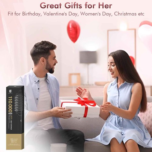 2-in-1 Blow Dryer Brush & Hair Straightener, Ionic & Ceramic Thermal Brush with Adjustable Heat & Cool Shot 110000 RPM Motor High-Speed Motor for Frizz-Free, Smoother & Voluminous Hair, Grey with Use