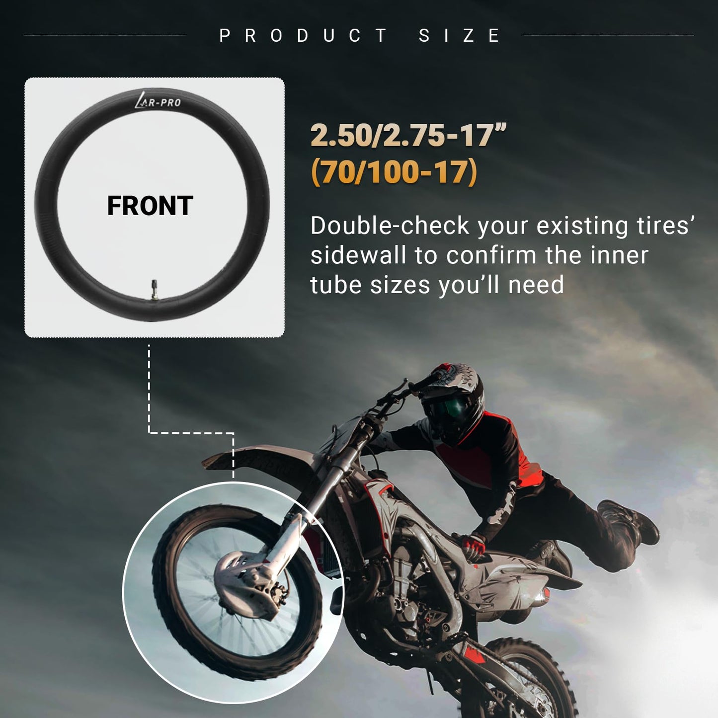 (2-Pack) 2.50/2.75-17”（70/100-17） Motorcycle Inner Tubes - Compatible with Honda, Coolster, TaoTao, 110cc, 125cc, and 140cc, Dirt Bikes, Moped, and Scooters and More