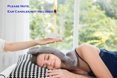 6 Ear Candling Treatment Towels with 20 pcs Ear Candling Protective Discs, Gray and White. Please Note, Ear Candles not Included