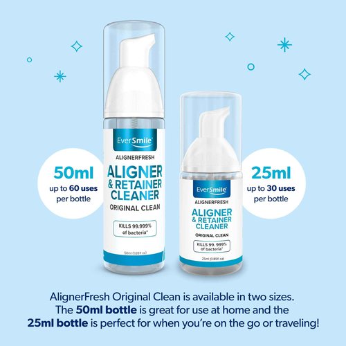 EverSmile AlignerFresh Original Clean Foam – Cleaner Compatible w/Invisalign and All Clear Aligners & Retainers – Eliminates Bacteria, Whitens Teeth, Fights Bad Breath – 50ml (4 Pack)