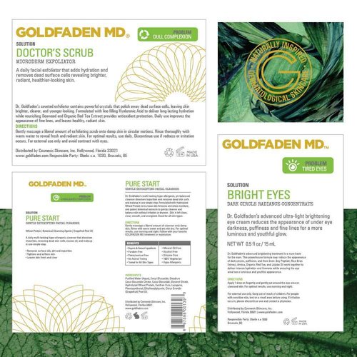 GOLDFADEN MD Brightening Transformation Kit | Advanced Skin Care Regime For Face | Includes Doctors Scrub Microdermabrasion Exfoliator, Pure Start Cleanser & Bright Eyes Eye Cream | 3 Pc Set