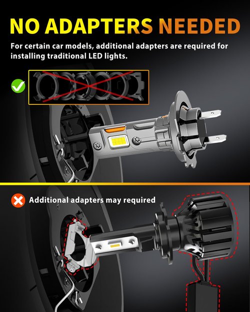 Termitor Latest H7/H7LL Bulbs, 30,000LM 800% Brightness, 6500K White Super Bright, 1:1 Halogen Size, 6500 Cool White H7 Fog Lights, No Adapter Required, Easy Install, Non-Polarity, Pack of 2