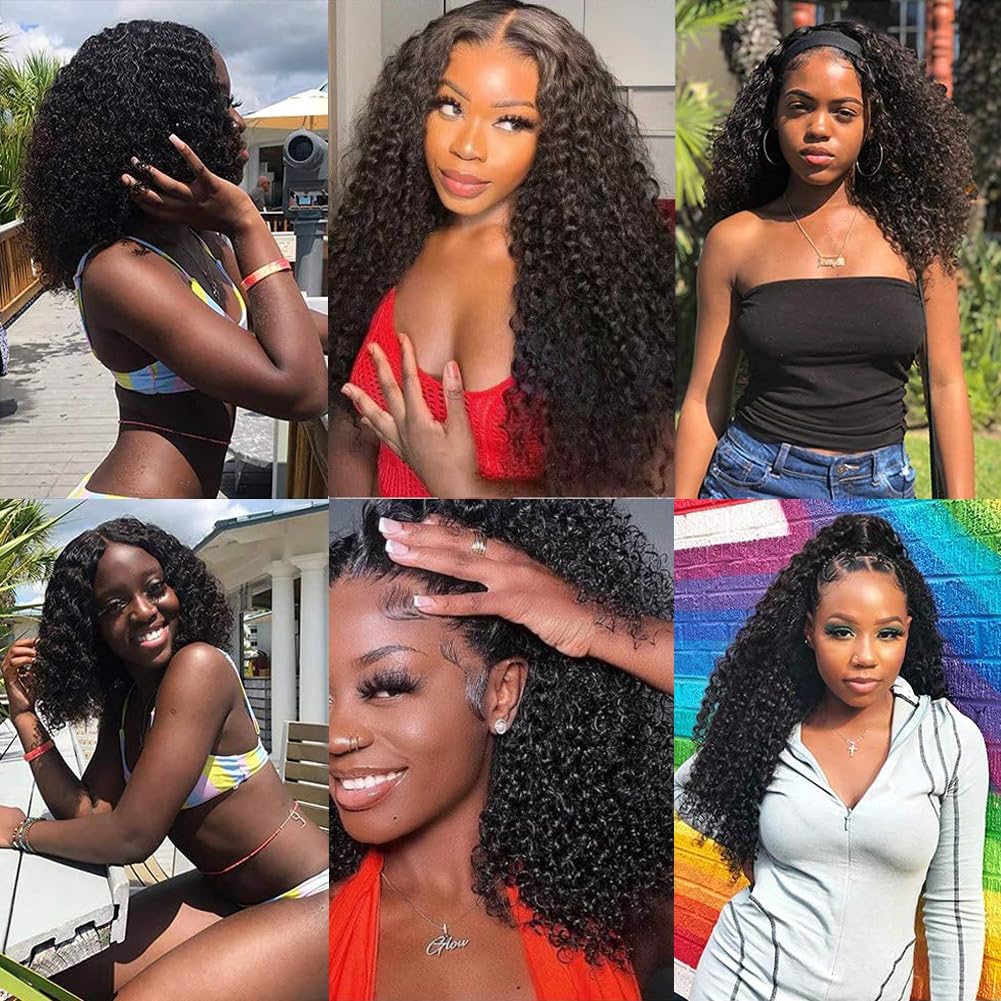 24 Inch Kinky Curly Clip ins Human Hair 110g 8pcs 20 Clips 3C 4A Curly Clip In Hair Extensions Real Human Hair Brazilian Virgin Hair Full Head for Women Natural Black