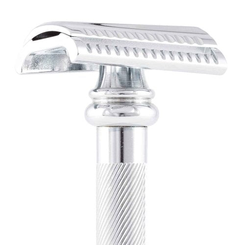 MERKUR 39C Double Edge Safety Razor, Slant Bar Design- Long Handle, Made in Germany, Plastic-Free, Two Piece Design