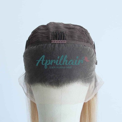 Aprilhair Pre-plucked Ombre #1B/27 Dark Root Honey Blonde Ear To Ear Lace Front Wigs Straight Glueless 150% Density Brazilian Virgin Human Hair With Baby Hair Full (18" inch, Lace Front Wig Straight)