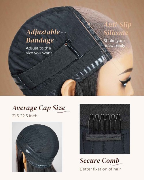Arabella 5x6 Glueless Wigs Human Hair Pre Plucked Pre Cut Straight Wigs Human hair 230% Density No Glue HD Natural Color Lace Front Closure Ready to Wear Wigs 100% Human Hair For Black Women 16inch