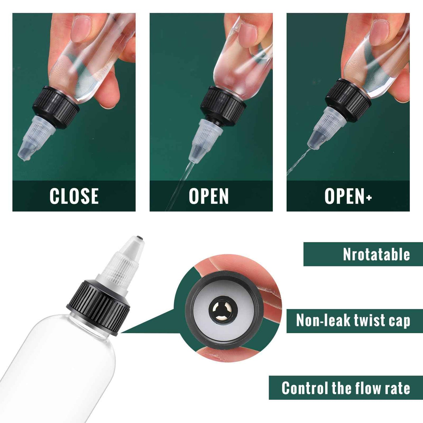 Irenare 200 Pcs 4 oz Plastic Squeeze Bottles Bulk Hair Oil Applicator Bottles Boston Empty Squeeze Condiment Bottle with Twist Top Cap Leak Proof for Liquids Oils Art Crafts Household Kitchen (Clear)