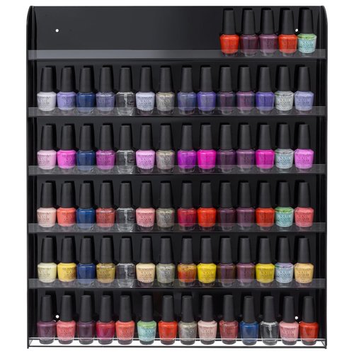 MyGift Black Premium Acrylic Wall Mounted Salon Nail Polish Rack, 6 Tier Display Shelf Storage Organizer - Holds up to 102 Nail Polish Bottles