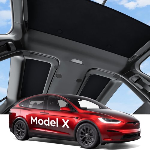 Wigoo 2025 Upgrade Tesla Model X Sunshade Roof [Never Sag, Nano Ice-Crystal Coatings] 3-Gen Heat Insulation Glass Roof Sun Shade, Accessories for Tesla Model X 2020~2025, Black