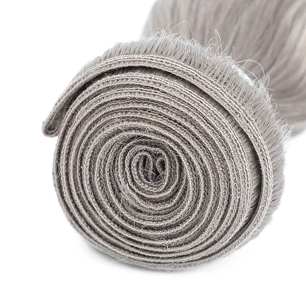 26 28 30 inch Silver Human Hair Bundles Grey Straight Bundles Gray Hair Weave Double Weft Silver Straight Bundle