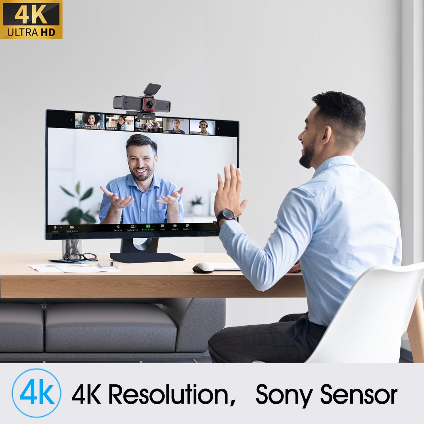 Angetube 4K Webcam with AI Tracking,Remote Control 4K Web Camera/10X Digital Zoom 1080P 60fps Web cam with USB 3.0 HDR/Dual Noise Cancelling Microphones for Video Calls/Meetings/Streaming/Skype/Zoom