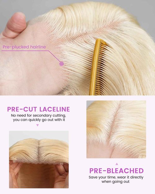 Megalady Beauty Arabella 613 Bob Wig Human Hair 13X4 Ready to Go Glueless Wig 180% Density Straight 613 Bob Wigs Human Hair Pre Plucked with Baby Hair (12inch, 13x4, Glueless Bob Wig)