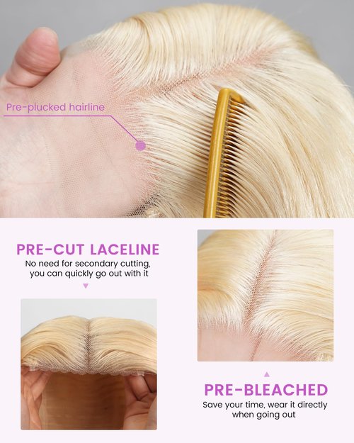 Megalady Beauty Arabella 613 Bob Wig Human Hair 13X4 Ready to Go Glueless Wig 180% Density Straight 613 Bob Wigs Human Hair Pre Plucked with Baby Hair(10 Inch, 13x4 Glueless Bob Wig)