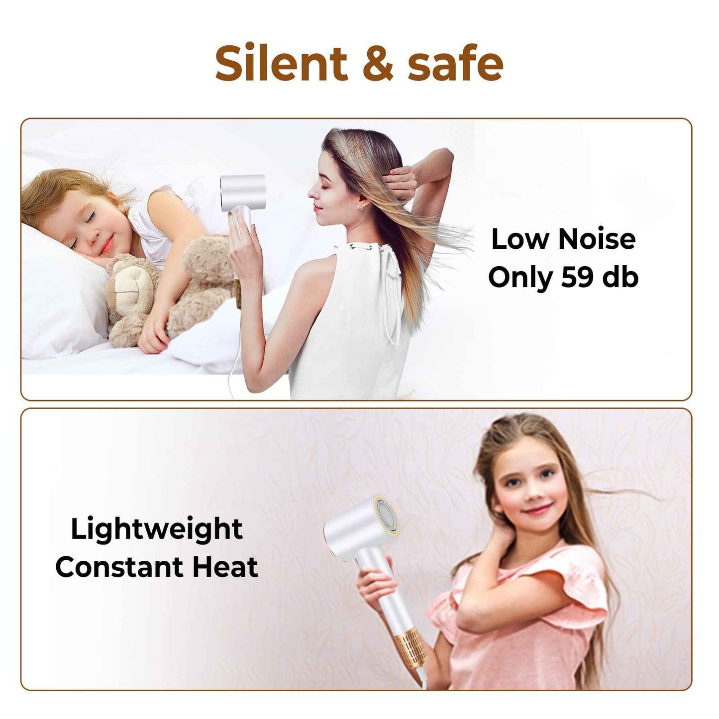 Hair Dryer，110000 RPM High-Speed Blow Dryer 500 Millions Negative Ionic Care HairDryer for Fast Drying, 200 Million Negative ion Hair-Dryer,Thermal Brush，hot air Brush