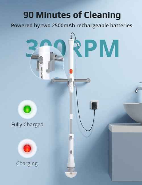 Electric Spin Scrubber, Aspiron Cordless Electric Scrubber & Pink Stuff Stardrops - The The Miracle Multi-Purpose Cleaner Spray- 25.36 Fl Oz