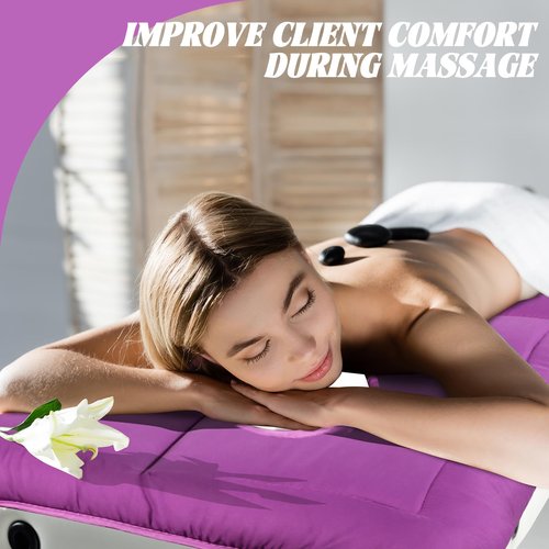 Oudain 4 Pcs Spa Massage Table Pad Beauty Massage Mattress Topper Massage Table Sheets Thickened Massage Bed Cover with Face Hole and Elastic Bands for Beauty Salon Spa Bed, 31.5 x 75 Inch (Purple)