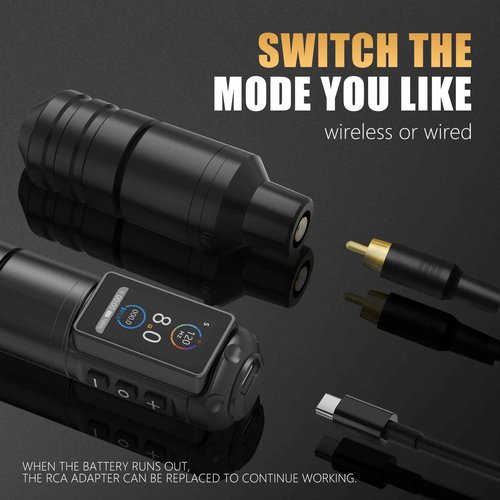 Ambition Ninja Pro Tattoo Machine with Coreless Motor - Rotary Cartridge Tattoo Pen with 2000mAh Power Supply for Professionals and Beginners Tattoo Artists