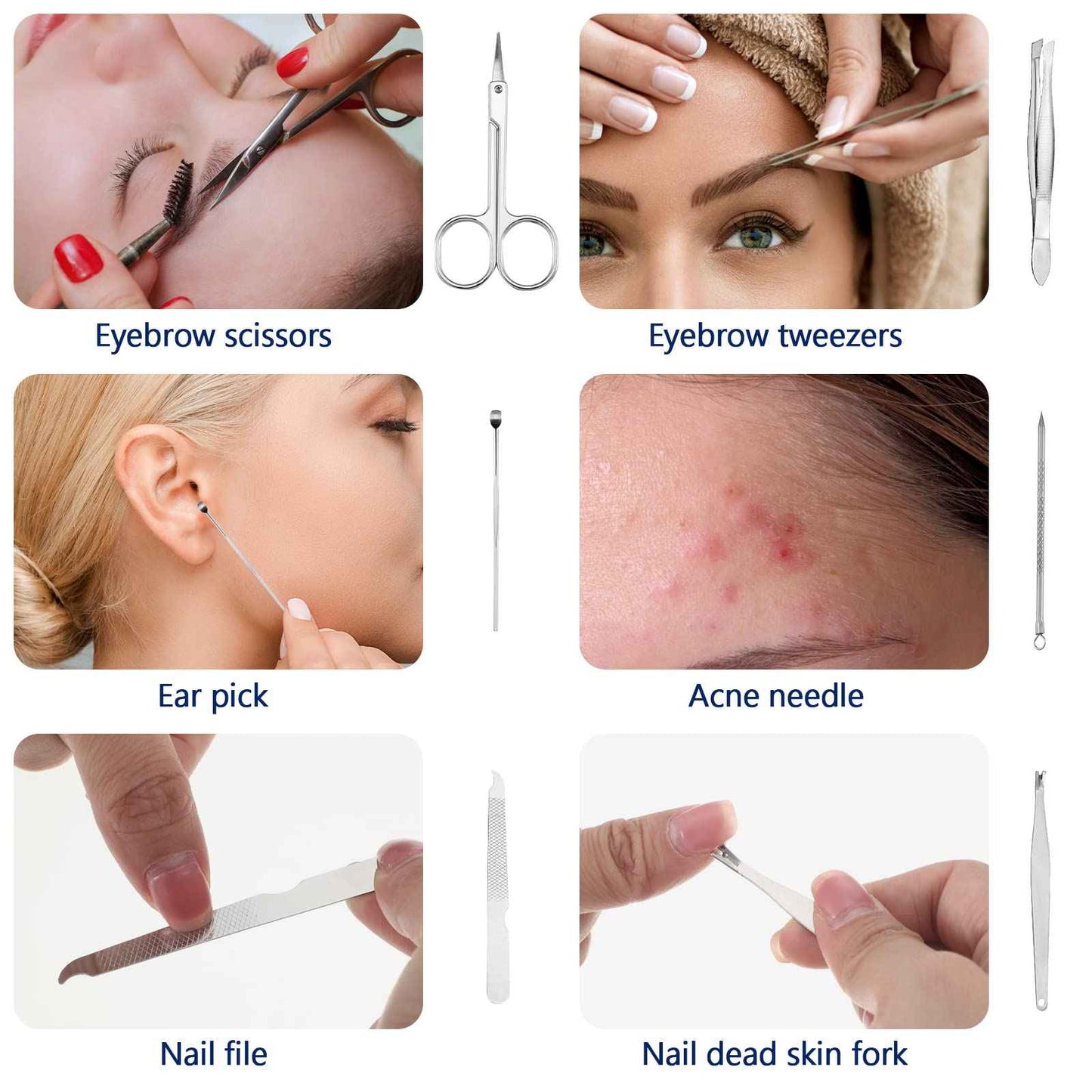 Geosar 50 Set 8 in 1 Travel Manicure Kit Bulk Professional Nail Clippers Pedicure Nail Care Tools Grooming Stainless Steel Set with Portable Travel Case, Gift for Christmas Men Women(Black)