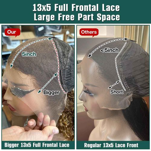 CYNOSURE Ombre Highlight HD Transparent Lace Front Wig Human Hair Pre Plucked 180% Density Flawless Hairline Curly Human Hair Wigs for Black Women 4/30 Honey Blonde Colored Wigs(16, 4/30highlight)