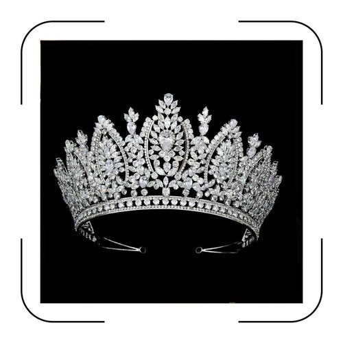 QXMYOO Large Wedding Crowns Cubic Zirconia Sweet 16 Birthday Prom Quinceanera Tiaras for Women CZ Crystal Bridal Headpieces (Silver)