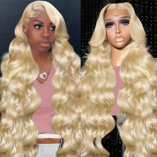 Jewhaut 13x6 613 Lace Front Wig Human Hair 200% Density Blonde Wig Human Hair Body Wave HD Lace Frontal Wigs for Women Pre Plucked Blonde Human Hair Wig 30 Inch