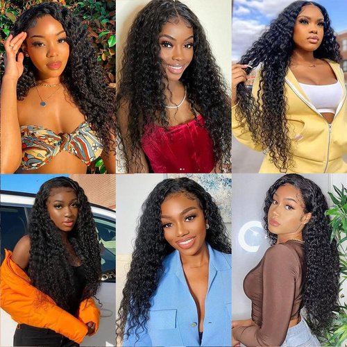 Water Wave Bundles with Closure (14 16 18+12，Free Part) 100% Unprocessed Brazilian Virgin Hair Weave Bundles with Lace Closure Curly Virgin Human Hair Weft Natural Color for Black Women