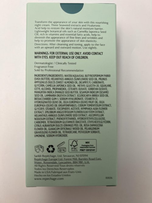 Repechage Hydra Dew Pure Night Cream for Dry Skin - Anti Aging Evening Cream with Peptides and Hyaluronic Acid, Diminishes Fine Lines and Wrinkles, 1fl oz.