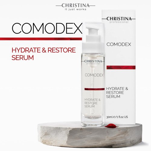 Christina Comodex Hydrate & Restore Serum with Hyaluronic Acid - 30ml - Facial Hydrating Serum to Regenerate & Rejuvenate - For Dehydrated Oily, Open Pores, Combination, & Nomal Skin