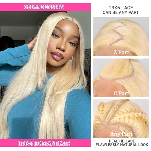 ZyBeidi 30 Inch 613 13x6 Lace Front Wig Human Hair Straight Human Hair Wig 180 Density Honey Blonde Wig Human Hair For Black Women