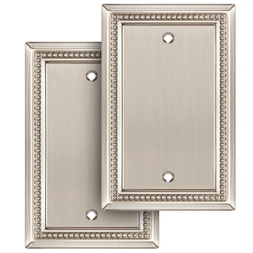 Henne Bery Sunken Pearls Heavy Duty Decorative Wall Plate Switch Plate Outlet Cover (Single Blank, 2 Pack, Satin Nickel)