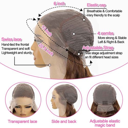 TESCOGOYS Body Wave Lace Front Wig 24 inch Brazilian Hair 13x6 Chocolate Brown Body Wave Wigs 100% Unprocessed Human Hair Body Wave Human Hair Wig with Baby Hair for Women