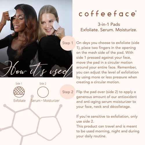 Coffeeface Anti-Aging Moisture Pads with Exfoliation, 32 count