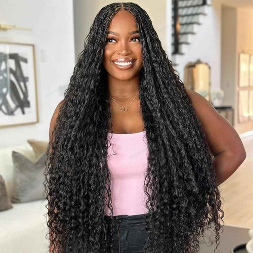 RHEANNA Pre-Divided Curly Bulk Human Hair For Boho Braids Loose Deep Wave Bulk Human Hair For Braiding Double Drawn Extensions (320 Roots)20inch/100g