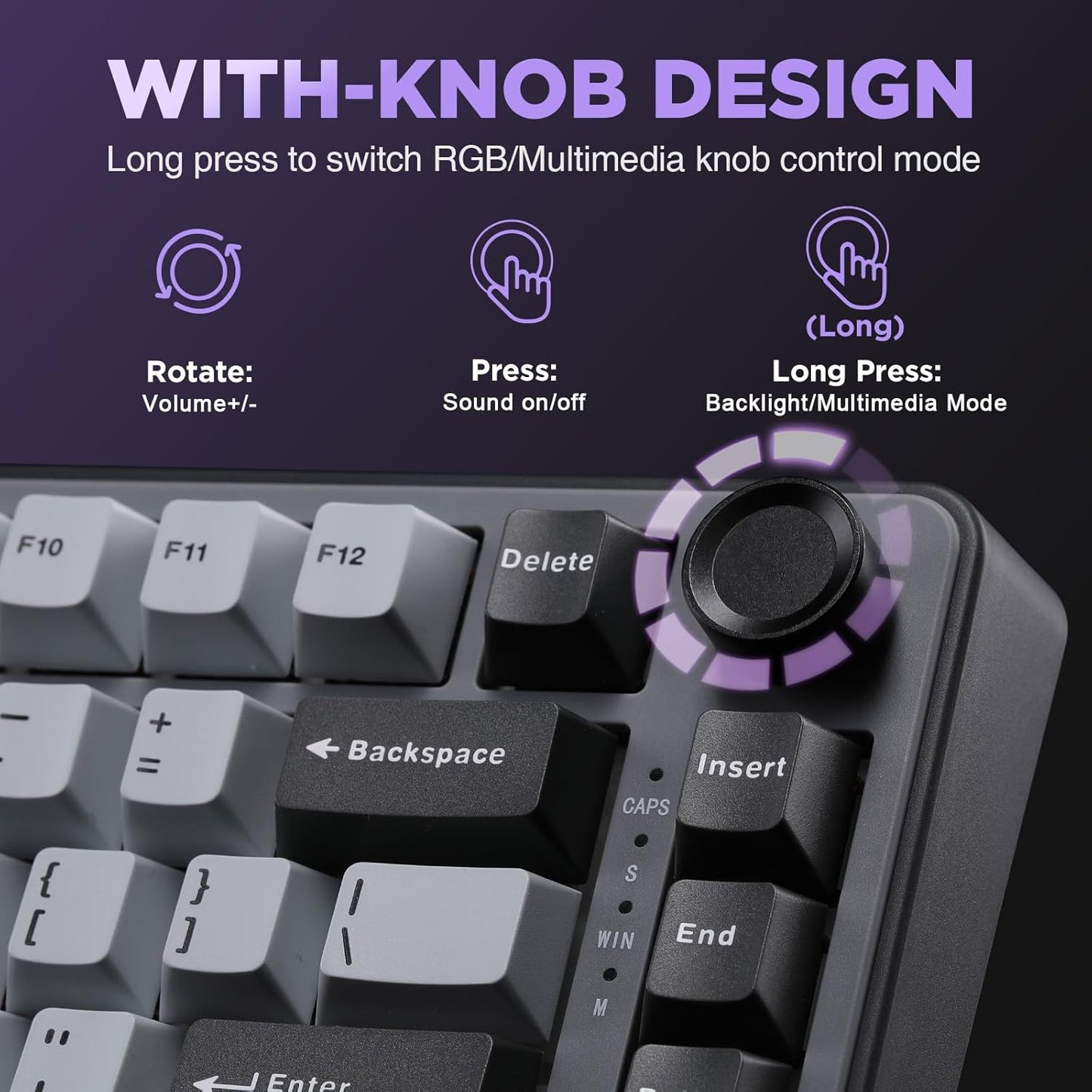 YUNZII B75 Mechanical Keyboard,75% Layout with Knob,Hot Swappable RGB Backlit Gasket Mounted, Creamy Typing, Double-Shot PBT Keycaps,Cherry Profile,for Win/Mac (Dark Grey, Cocoa Cream V2 Switch)