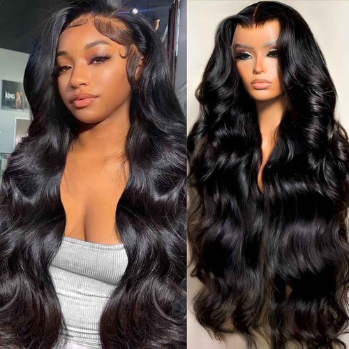 Pevrvfe 28 Inch 13x6 Lace Front Wigs Human Hair 200 Density Body Wave HD Lace Front Wigs Human Hair Pre Plucked Natural Color Lace Frontal Wigs for Black Women Glueless Wig