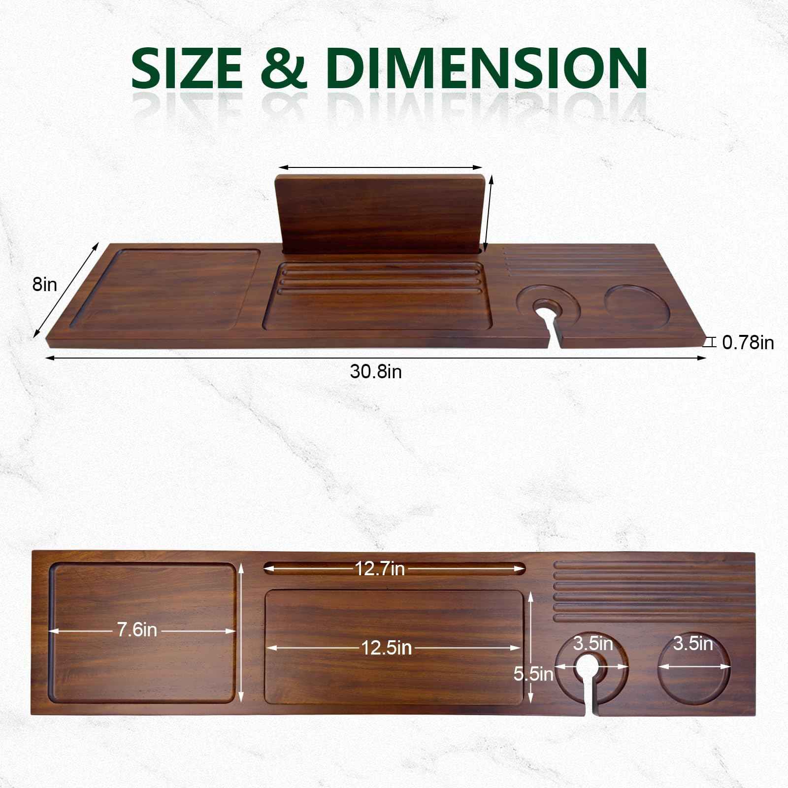Graceware Walnut Bathtub Tray (31"x8"x1"), Luxury Bath Table Tray for Tub Ideal Bathroom Accessories for Women House Warming Gifts