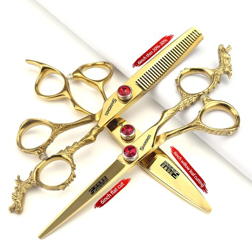 Sharonds 6/7 inch Professional Hair Cutting Scissors Set Hair Cutting Scissors Thinning Teeth Shears Set,Sliver Scissors,Barber,Salon,Hairdressing Scissors Kit,Japanese 440C Scissors (6-inch 3pc-B)