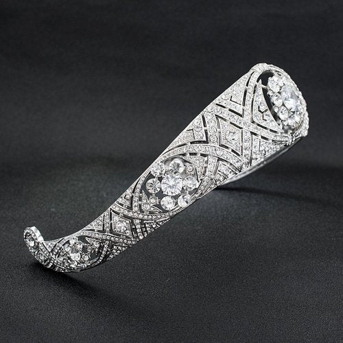 Royal Tiara with Real Austrian Crystals, Queen Mary's Bandeau Replica Tiara,Princess Meghan Wedding Bridal Diadem Jewelry