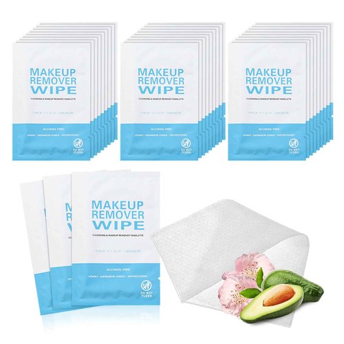 500 Pack Individual Makeup Remover Wipes, Makeup Remover Wipes Individually Wrapped Makeup Wipes Bulk Face Cleansing Wipes, Travel Makeup Remover Cloth for Hotel Skin Care Face Cleansing