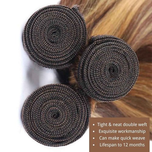 Luxvogue Bundles Human Hair 18 20 22 Inch Water Wave Chocolate Brown P4/27 Human Hair Bundles 11A Unprocessed Brazilian Virgin Hair Quick Weave for Black Women