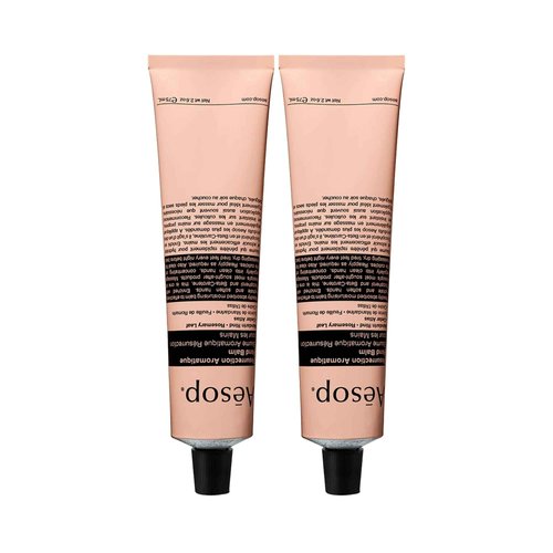 Aesop Resurrection Aromatique Travel Size Hand Balm | Lotion with Sweet Almond and Macadamia Nut to Nourish Dry Hands | 2.4 oz / 75mL (Pack of 2)