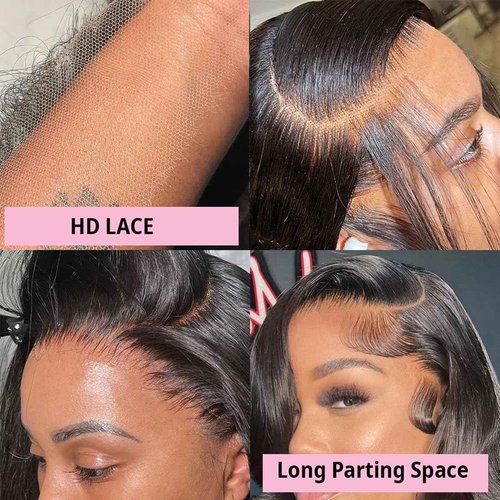 Erqq 13x6 Lace Front Wigs Human Hair Body Wave 24 inch HD Lace Frontal Wigs for Women Brazilian Human Hair Wigs Pre Plucked Bleached Knots 180 Density Natural Color
