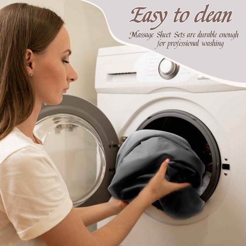 Oudain 4 Sets 3 Piece Soft Microfiber Massage Table Sheets Set Bulk Includes Massage Flat Sheet and Fitted Sheet and Face Rest Cover(Black)