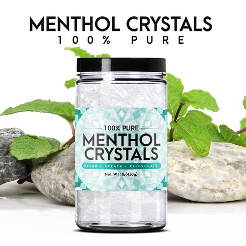 Three Drops of Life Menthol Crystals, Natural Mentha Arvensis, Aromatherapy for Shower Steamers, Humidifiers, Room Freshener or Addition for Cosmetics and Blends (1 lb)