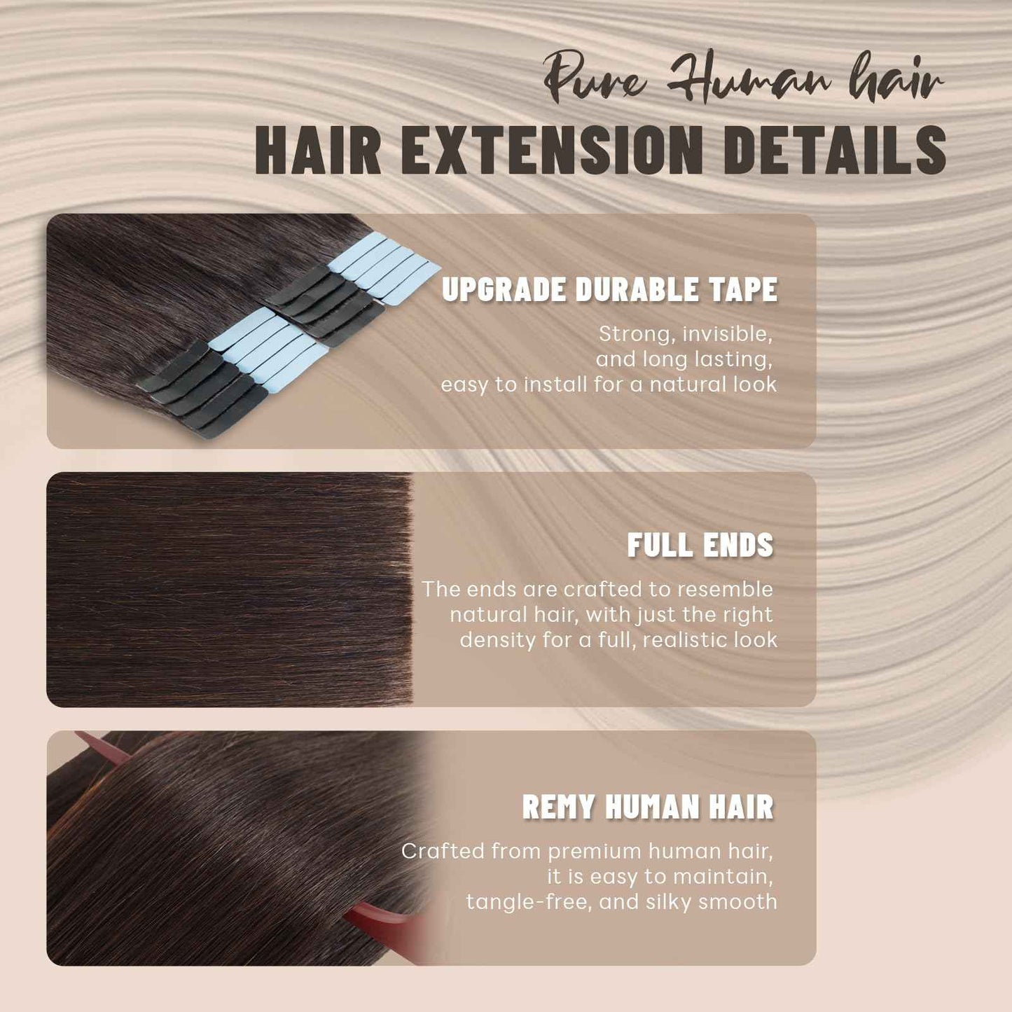 LuxeTress Tape in Hair Extensions Human Hair 18 Inch 50g 20Pcs Remy Human Hair Extensions Invisible Straight Seamless Tape in Extensions (18in, 50g, #2)