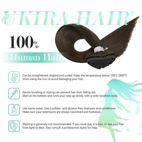 Ukira Medium Brown Hair Extensions Real Human Hair, 22 Inch 120g 7pcs #4 Clip in Hair Extensions, Natural Soft Straight Remy Human Hair Chocolate Brown Clip in Extensions for Women